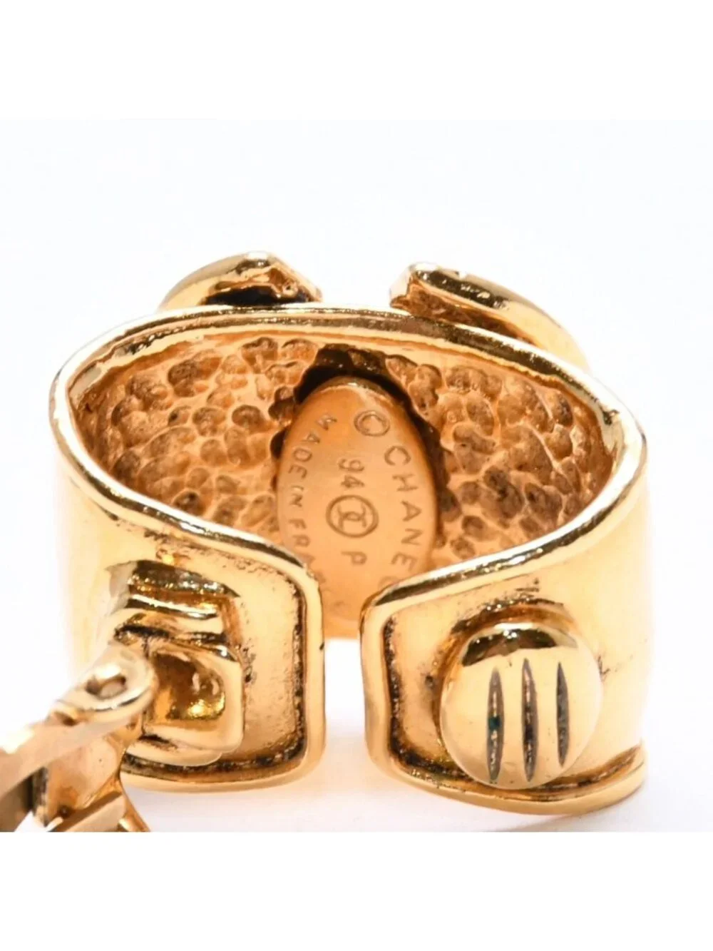 Chanel 94P Earrings CC Logo Gold Stamp Weight